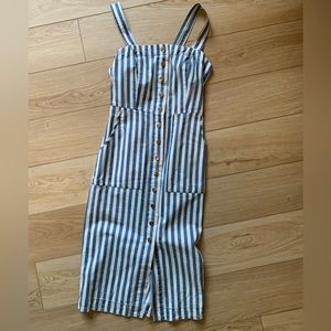 Blue and white stripe denim dress